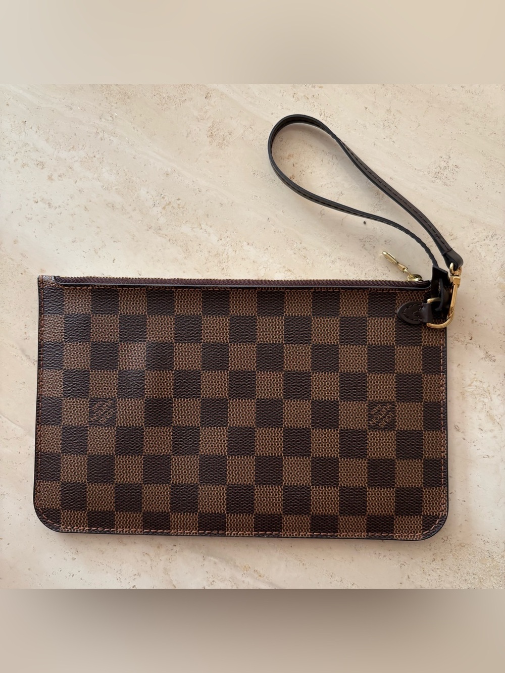 Louis Vuitton Damier Ebene Neverfull MM Wristlet